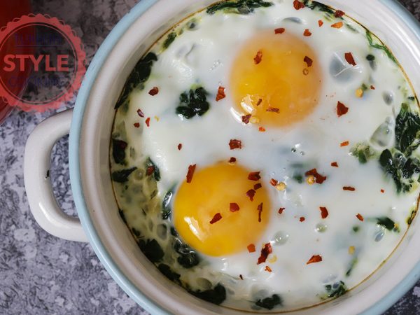 Fried Eggs on Spinach Bed