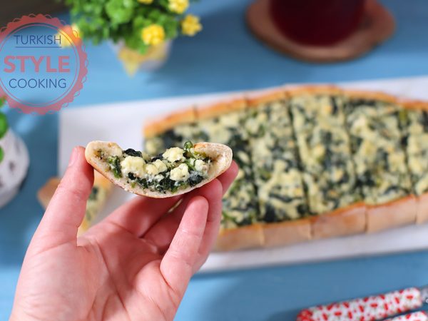 Spinach and Feta Cheese Turkish Flat Bread (Pide) Recipe