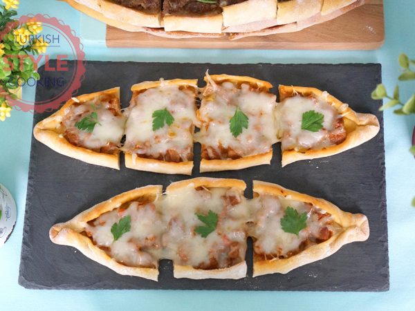 Turkish Flat Bread With Beef and Mozzarella